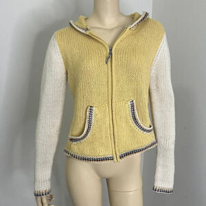 North Face Wool Blend Cardigan Sweater Hoodie Hood Zipper Pockets Cozy Sz M